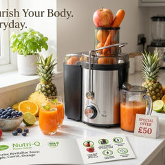 Nutri-Q Power Juicer - Stainless Steel Fruit & Vegetable Extractor