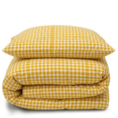 Gaveno Cavailia Ochre Gingham Single Duvet Cover Microfibre Bed Set
