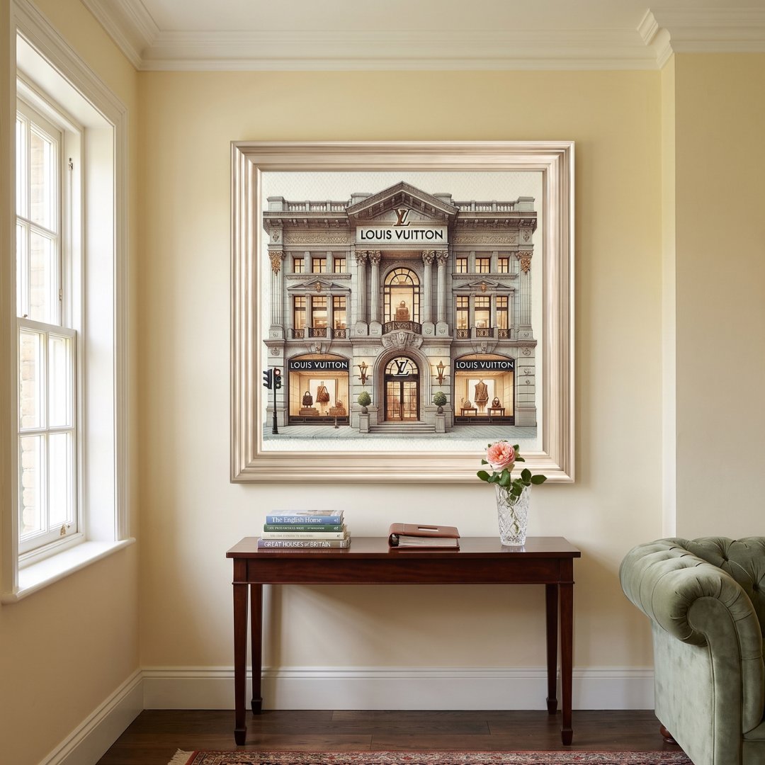 LV Store Champagne Step Frame Wall Art 70x70cm Luxury Home Decor Art