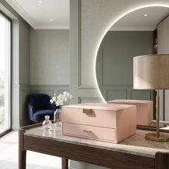 Home Luxe Faux Leather Jewellery Box with Drawer - Pink (25x19x11cm)