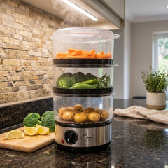 3 Tier Food Steamer - 7.2L Capacity with Rice Bowl, 400W Power