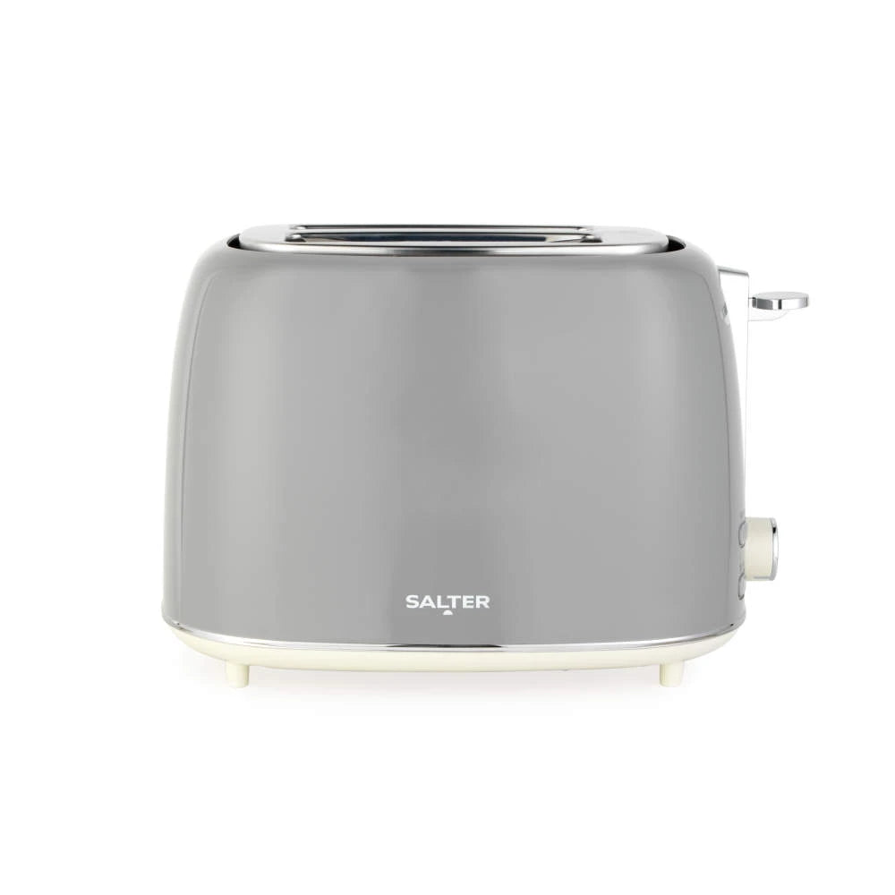 Salter Retro 2-Slice Toaster - Grey 930W Wide Slot with 6 Browning Levels