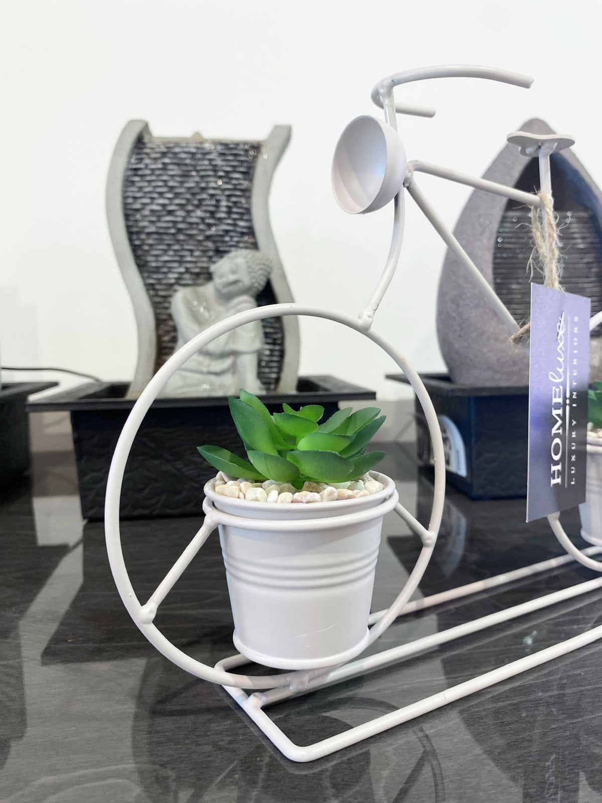 [EKM-AUTOGENERATED]30Cm Bike Planter With Artificial Plant Grey