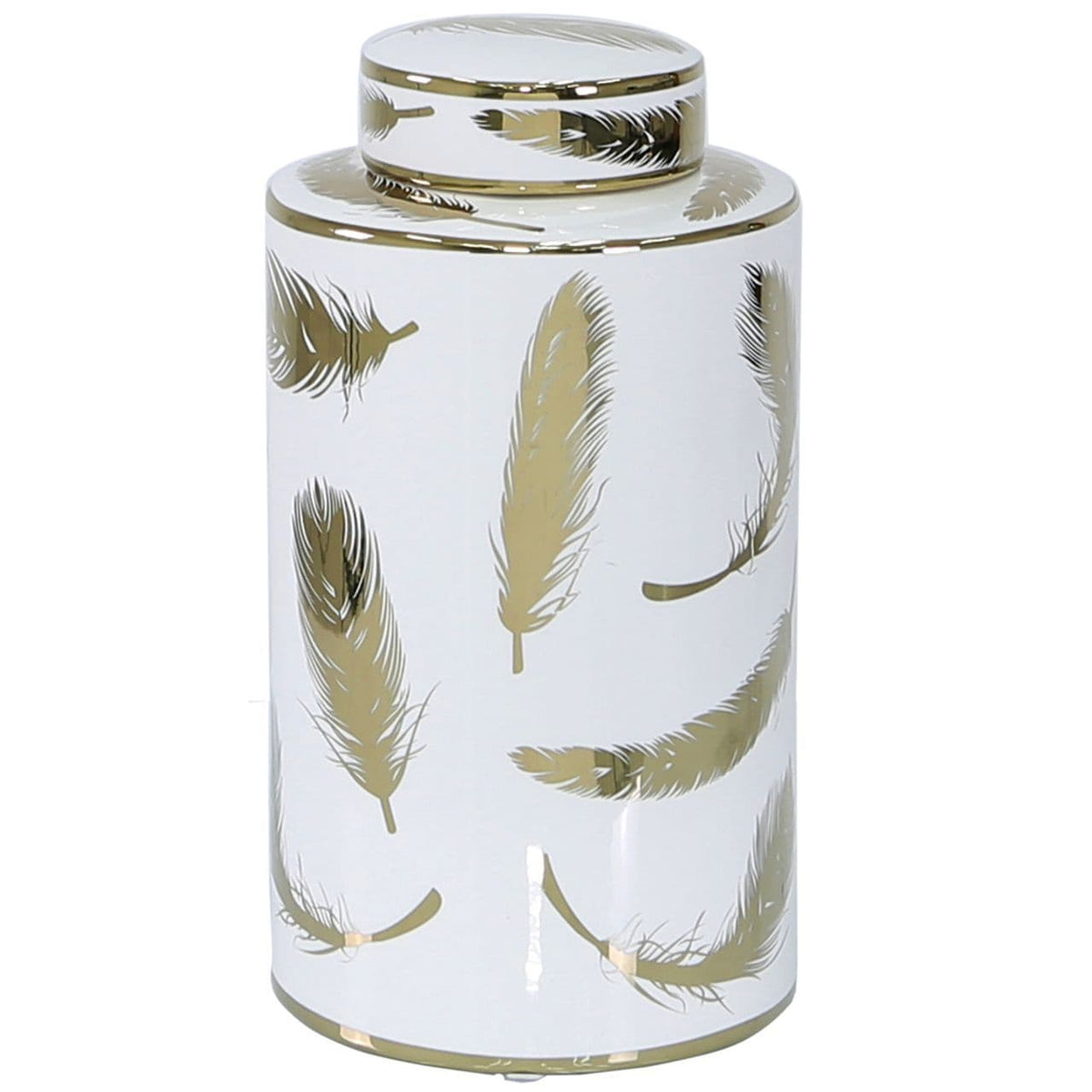 [EKM-AUTOGENERATED]30cm Luxe Large Ginger Jar White And Gold Leaf