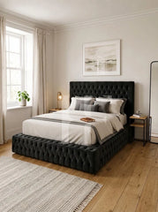 Luxurious  Velvet Chesterfield Diamond Tufted Bed FrameLuxurious