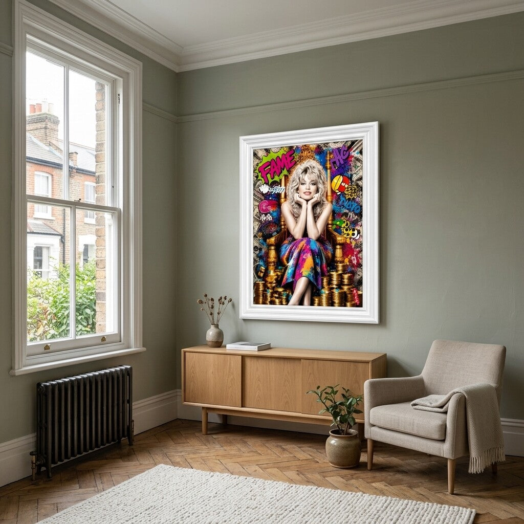 Dolly Parton Fame Pop Art White Frame Canvas Print Decor - 60 x 80cm
