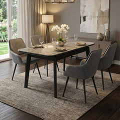 Arizona Grey Ceramic Extending Dining Set 4 PU Leather Chairs