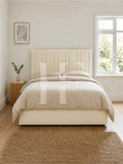 Modern Velvet Vertical Channel Tufted Upholstered Bed Frame
