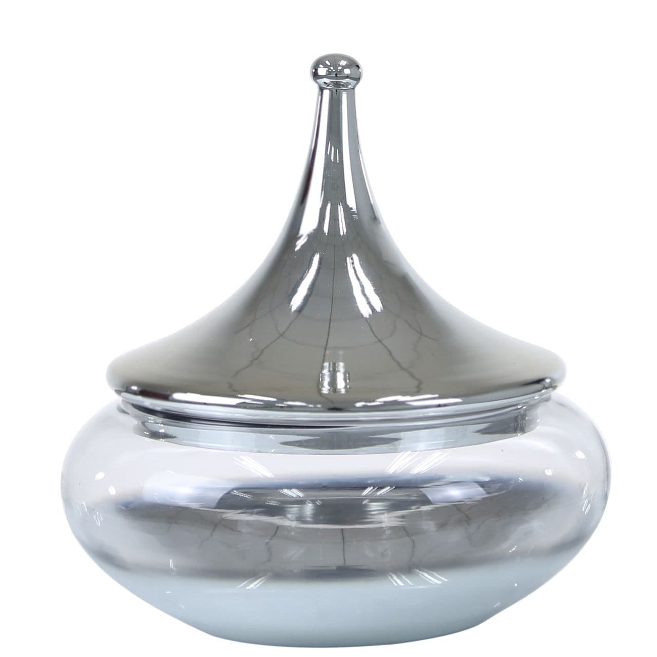 [EKM-AUTOGENERATED]38cm Clear Glass Vase With Chrome Fluted Lid