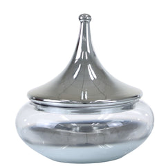 [EKM-AUTOGENERATED]38cm Clear Glass Vase With Chrome Fluted Lid