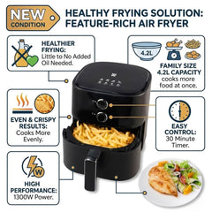 WeightWatchers 4.2L Rapid Air Fryer - Healthy 1300W Oil-Free Cooker