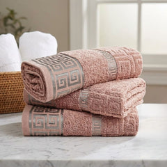 Snoozeville Odello Pink 100% Cotton Greek Design Bath Sheet