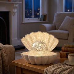 Home Luxe Seashell Pearl Glitter Lamp LED 7 Colour Changing | White