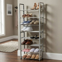 About Home 8-Tier Stackable Shoe Rack - Versatile Grey Storage Tower