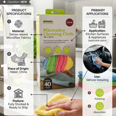 KOOOKS KITCHEN 40-Piece Microfibre Cleaning Cloth Set - 30 x 30cm