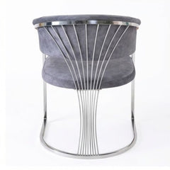 Grey Porado Leatheraire Dining Chair | Silver Frame Luxury Seating