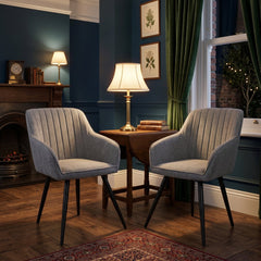 Alba Grey Dining Chairs 2pk – Quilted Back & Black Legs
