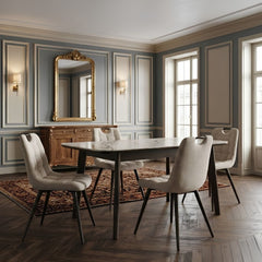 Arizona Extending Cream & Gold Ceramic Table & 4 Monza Beige Chairs