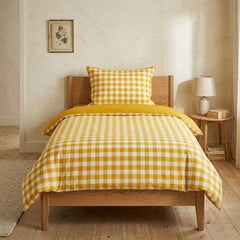 Gaveno Cavailia Ochre Gingham Single Duvet Cover Microfibre Bed Set