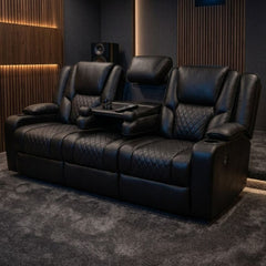 Adorn Black PU Leather Electric Recliner Sofa Set - 3 & 2 Seater
