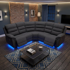 Montana Dark Grey Fabric Electric Recliner Corner Sofa with Bluetooth