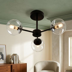 Stockholm Ball Light Black - Modern 3-Glass Bulb Ceiling Light