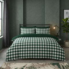 Gaveno Cavailia Forest Green Gingham Double Duvet Cover Bedding Set