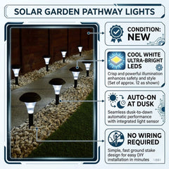 Solar Living Solar Powered Garden Post Lights 8pk - Cool White LED