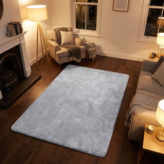 Natural Burton Rabbit Fur Soft Touch Rug Anti Slip Washable UK