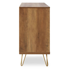 Flori Geometric Wood Sideboard 2 Door Gold Hairpin Legs 80cm