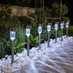 Eveready 8pk White Solar LED Post Lights - Outdoor Garden Path Decor