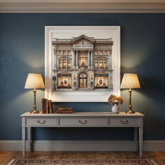LV Store White Step Frame Wall Art 70x70cm Luxury Home Decor Statement