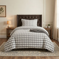 Gaveno Cavailia Natural Gingham Single Duvet Cover Bedding Set