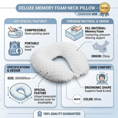 Travel Log White Memory Foam Neck Pillow & Eye Mask Travel Set