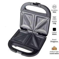 Progress Mellow 2-Slice Sandwich Maker - 750W Non-Stick Toaster, Blue