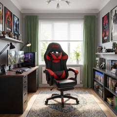 ZADAR Red/Black Musical Gaming Chair with Bluetooth, RGB & Footrest