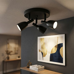 Malmo 3-Light Ceiling Light - Modern Black Minimalist Semi-Flush Mount