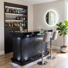 Home Luxe Aura Black Drinks Bar with LED Lights & Bluetooth Speakers