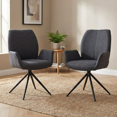 Set of 2 Grey Fairmont 360 Swivel Dining Chairs | Modern Fabric