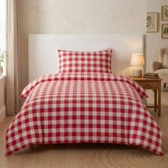 Gaveno Cavailia Red Gingham Single Duvet Cover Microfibre Bed Set