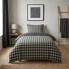 Gaveno Cavailia Charcoal Gingham Single Duvet Cover Bedding Set