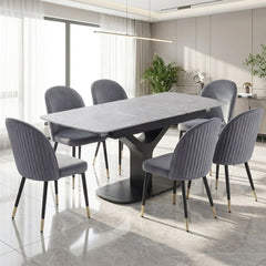 Sapphire 140-180cm Extending Grey Sintered Stone Table & 6 Liza Chairs