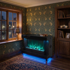 Black Corner Fireplace TV Unit with LED & Bluetooth Speakers System