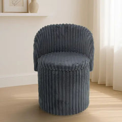 3 In 1 Charcoal Malibu Bouclé Ottoman Storage Stool - Round Seat