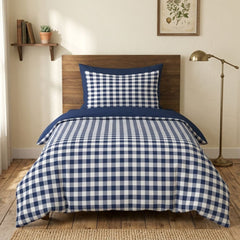 Gaveno Cavailia Blue Gingham Single Duvet Cover Microfibre Bed Set