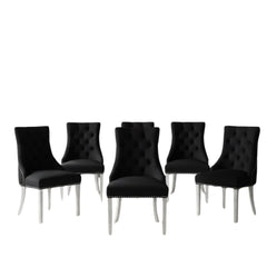 Set of 6 Majestic Hudson Black Leather Lion Knocker Dining Chairs