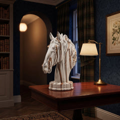 Home Luxe Modern Drip Art Horse Head Bust Sculpture Figure | White