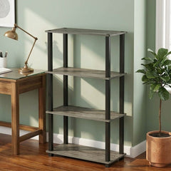 Hudson 4 Tier Shelving Unit - Industrial Concrete Effect Display Stand