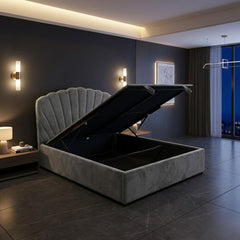 Wembley Grey Suede Ottoman Storage Bed - Single, Double, King Sizes