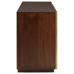 Kempton Walnut & Shagreen 4 Door Sideboard Brass Trim 160cm